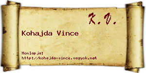 Kohajda Vince névjegykártya